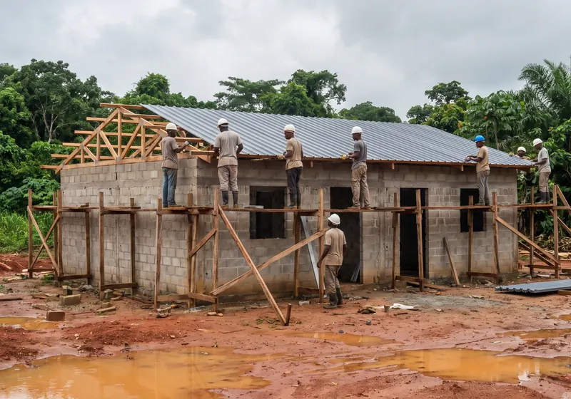 Constructeurs de maisons aux Antilles (photo d'illustration)