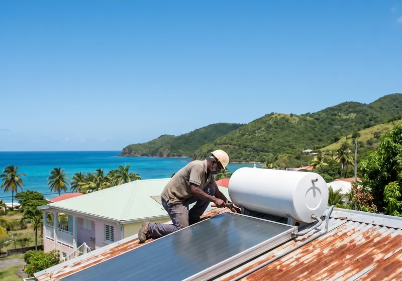 Installateurs de chauffe-eau solaire aux Antilles (photo d'illustration)