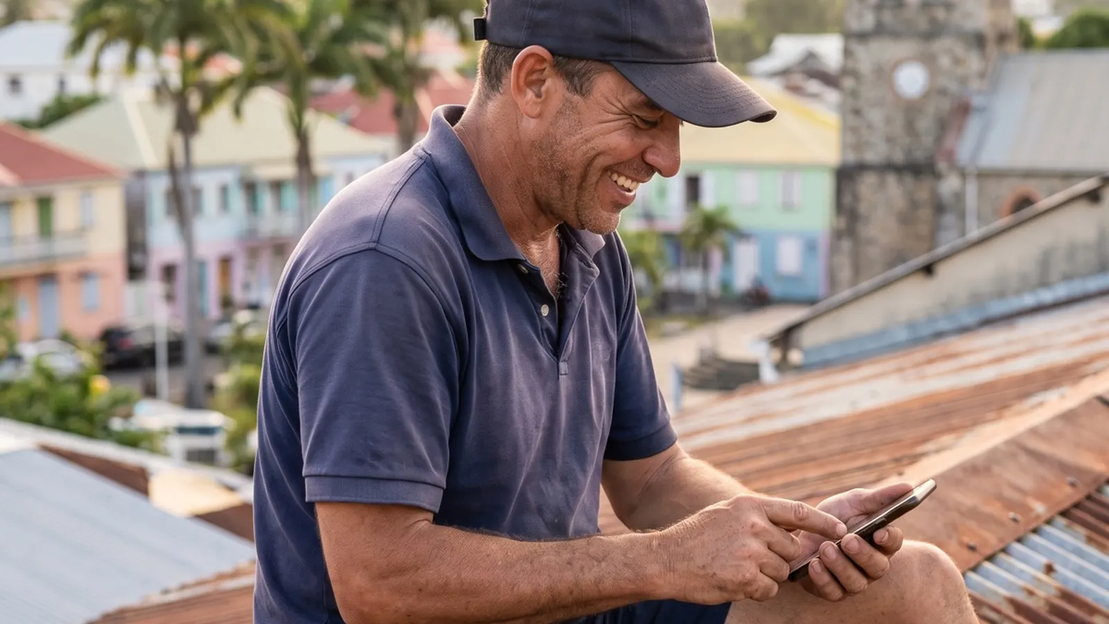 Artisan couvreur aux Antilles consultant sa fiche
